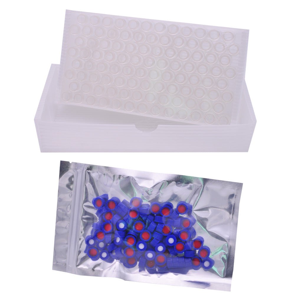 INTLLAB 100pc 2ml HPLC Autosampler Vials - 9mm Lid & Septa Graduated Lab Vials - INTLLAB Store